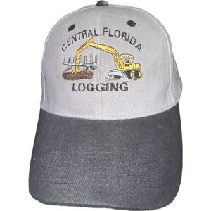 Central Florida Logging Gray Black Hat Cap‎ Adjustable Strap One Size Fits Most